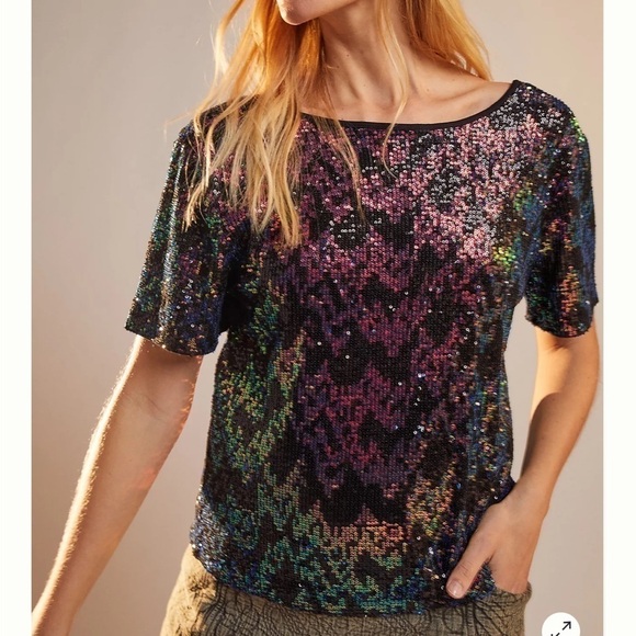 Sanctuary Tops - Anthropologie Sanctuary Dina Sequin Top Large